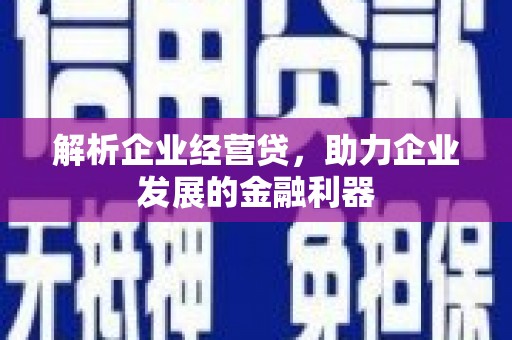 荥阳解析企业经营贷，助力企业发展的金融利器