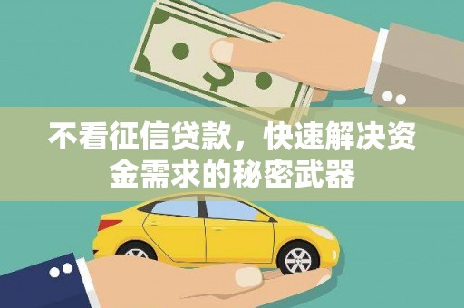 荥阳不看征信贷款，快速解决资金需求的秘密武器