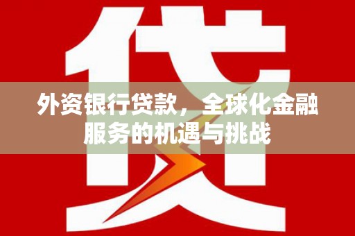 荥阳外资银行贷款，全球化金融服务的机遇与挑战