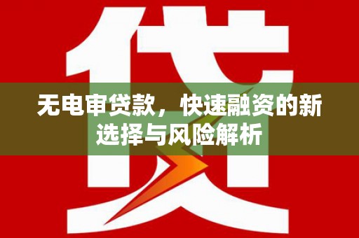 荥阳无电审贷款，快速融资的新选择与风险解析