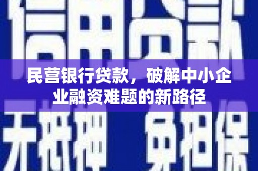 荥阳民营银行贷款，破解中小企业融资难题的新路径